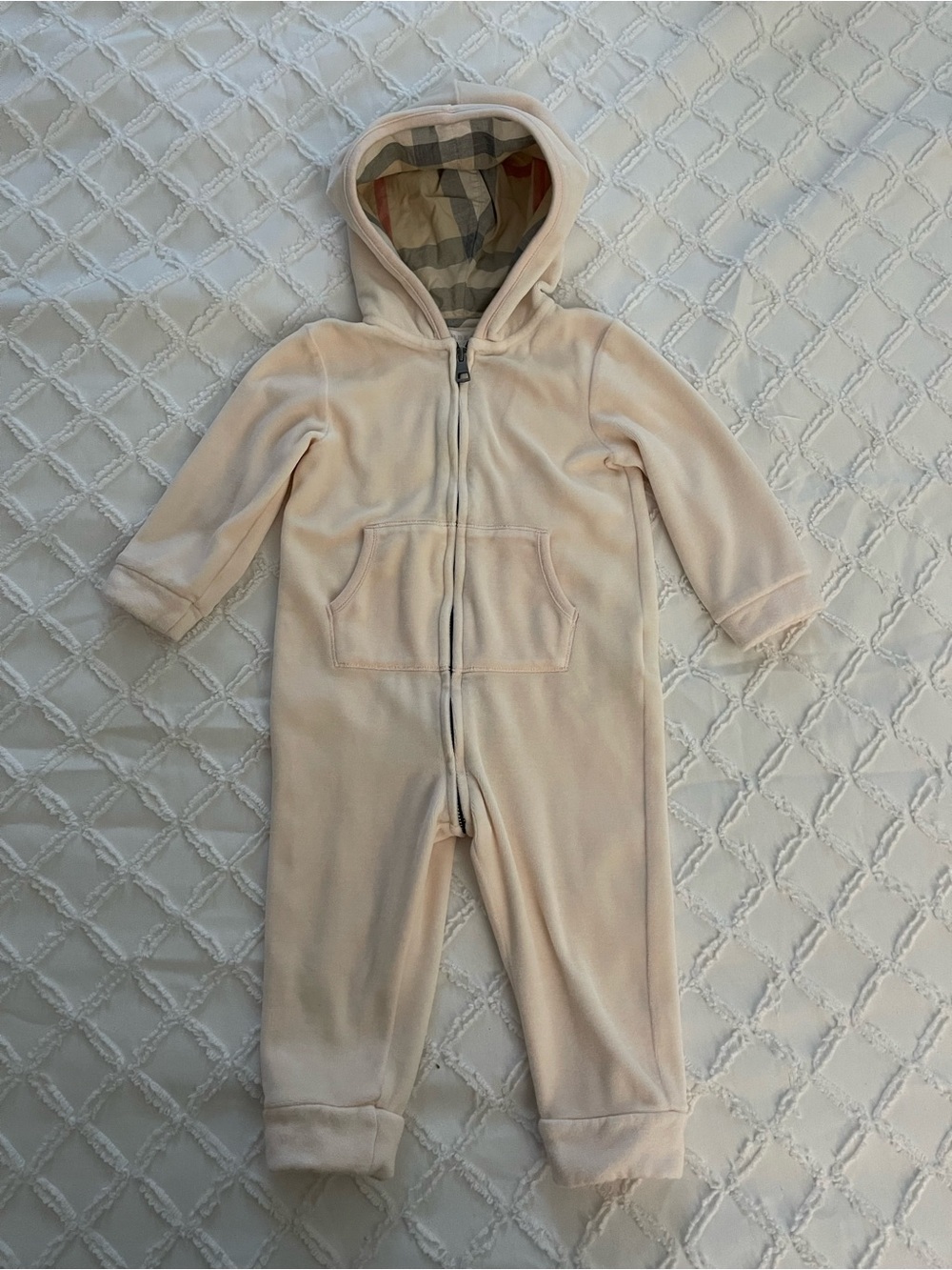 Burberry Children’s Hooded One-Piece in Light Pink